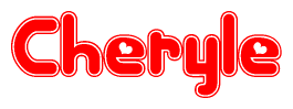 The image is a clipart featuring the word Cheryle written in a stylized font with a heart shape replacing inserted into the center of each letter. The color scheme of the text and hearts is red with a light outline.