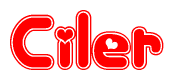 The image is a clipart featuring the word Ciler written in a stylized font with a heart shape replacing inserted into the center of each letter. The color scheme of the text and hearts is red with a light outline.