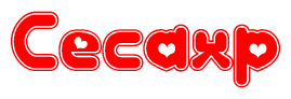 Red and White Cecaxp Word with Heart Design