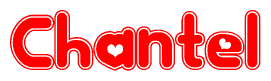 The image displays the word Chantel written in a stylized red font with hearts inside the letters.