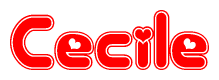 The image displays the word Cecile written in a stylized red font with hearts inside the letters.