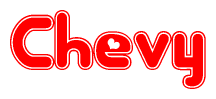 The image is a clipart featuring the word Chevy written in a stylized font with a heart shape replacing inserted into the center of each letter. The color scheme of the text and hearts is red with a light outline.