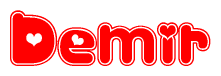 The image displays the word Demir written in a stylized red font with hearts inside the letters.
