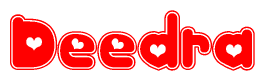 The image displays the word Deedra written in a stylized red font with hearts inside the letters.