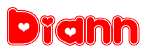 The image displays the word Diann written in a stylized red font with hearts inside the letters.