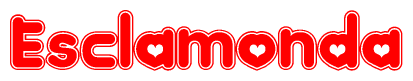 The image displays the word Esclamonda written in a stylized red font with hearts inside the letters.