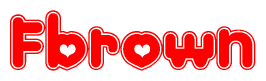 The image is a clipart featuring the word Fbrown written in a stylized font with a heart shape replacing inserted into the center of each letter. The color scheme of the text and hearts is red with a light outline.
