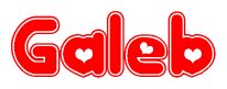 The image displays the word Galeb written in a stylized red font with hearts inside the letters.