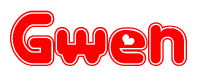 Red and White Gwen Word with Heart Design