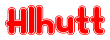 The image is a clipart featuring the word Hlhutt written in a stylized font with a heart shape replacing inserted into the center of each letter. The color scheme of the text and hearts is red with a light outline.