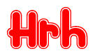 The image is a clipart featuring the word Hrh written in a stylized font with a heart shape replacing inserted into the center of each letter. The color scheme of the text and hearts is red with a light outline.