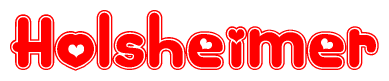 The image displays the word Holsheimer written in a stylized red font with hearts inside the letters.