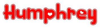 The image displays the word Humphrey written in a stylized red font with hearts inside the letters.