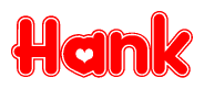 The image displays the word Hank written in a stylized red font with hearts inside the letters.