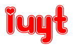 The image is a clipart featuring the word Iuyt written in a stylized font with a heart shape replacing inserted into the center of each letter. The color scheme of the text and hearts is red with a light outline.