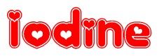 The image displays the word Iodine written in a stylized red font with hearts inside the letters.
