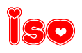 The image displays the word Iso written in a stylized red font with hearts inside the letters.