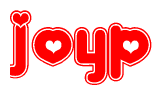 The image displays the word Joyp written in a stylized red font with hearts inside the letters.