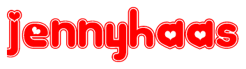 The image displays the word Jennyhaas written in a stylized red font with hearts inside the letters.