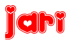 The image is a clipart featuring the word Jari written in a stylized font with a heart shape replacing inserted into the center of each letter. The color scheme of the text and hearts is red with a light outline.