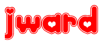 The image displays the word Jward written in a stylized red font with hearts inside the letters.