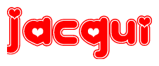 The image displays the word Jacqui written in a stylized red font with hearts inside the letters.