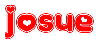 The image displays the word Josue written in a stylized red font with hearts inside the letters.