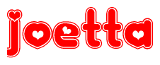 The image displays the word Joetta written in a stylized red font with hearts inside the letters.