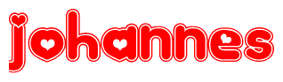 The image displays the word Johannes written in a stylized red font with hearts inside the letters.