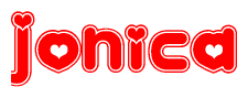   The image displays the word Jonica written in a stylized red font with hearts inside the letters. 