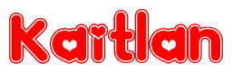 The image displays the word Kaitlan written in a stylized red font with hearts inside the letters.
