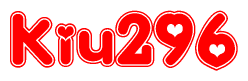 The image displays the word Kiu296 written in a stylized red font with hearts inside the letters.