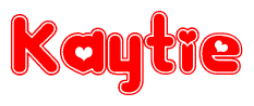The image displays the word Kaytie written in a stylized red font with hearts inside the letters.