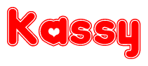 Red and White Kassy Word with Heart Design