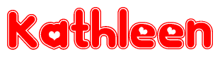 The image displays the word Kathleen written in a stylized red font with hearts inside the letters.