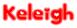   The image displays the word Keleigh written in a stylized red font with hearts inside the letters. 