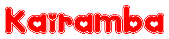 Red and White Kairamba Word with Heart Design