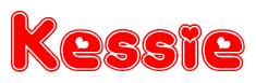 The image displays the word Kessie written in a stylized red font with hearts inside the letters.