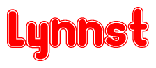 The image is a clipart featuring the word Lynnst written in a stylized font with a heart shape replacing inserted into the center of each letter. The color scheme of the text and hearts is red with a light outline.