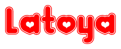 The image displays the word Latoya written in a stylized red font with hearts inside the letters.