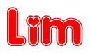 The image displays the word Lim written in a stylized red font with hearts inside the letters.