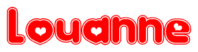 The image displays the word Louanne written in a stylized red font with hearts inside the letters.