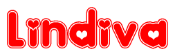 The image displays the word Lindiva written in a stylized red font with hearts inside the letters.