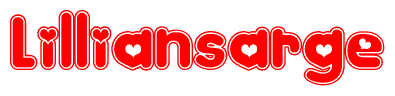 The image displays the word Lilliansarge written in a stylized red font with hearts inside the letters.