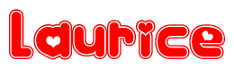 The image displays the word Laurice written in a stylized red font with hearts inside the letters.