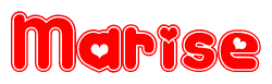 The image displays the word Marise written in a stylized red font with hearts inside the letters.
