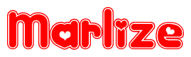 The image displays the word Marlize written in a stylized red font with hearts inside the letters.