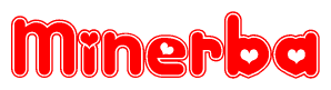 The image displays the word Minerba written in a stylized red font with hearts inside the letters.