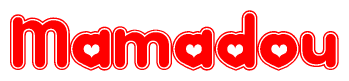 The image displays the word Mamadou written in a stylized red font with hearts inside the letters.