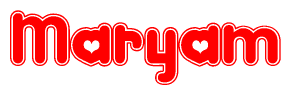 The image displays the word Maryam written in a stylized red font with hearts inside the letters.